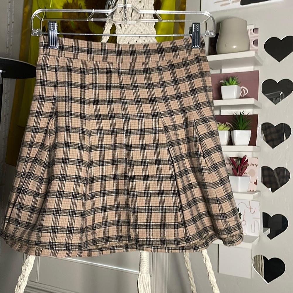Pleated Flannel Skirt